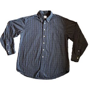 Brooks Brothers Men’s Large Blue Plaid Long Sleeve Button Down Shirt